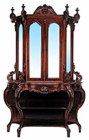 27.6099 American Rococo Carved Rosewood Cabinet & Console by J. Meeks