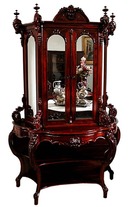 27.6099 American Rococo Carved Rosewood Cabinet & Console by J. Meeks