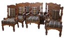 30.6139 Set of 8 Antique Carved American Quartersawn Oak Armchairs