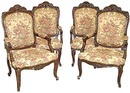30.6140 Four Carved Walnut Armchairs w/Needlepoint Fabric