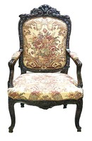 30.6140 Four Carved Walnut Armchairs w/Needlepoint Fabric