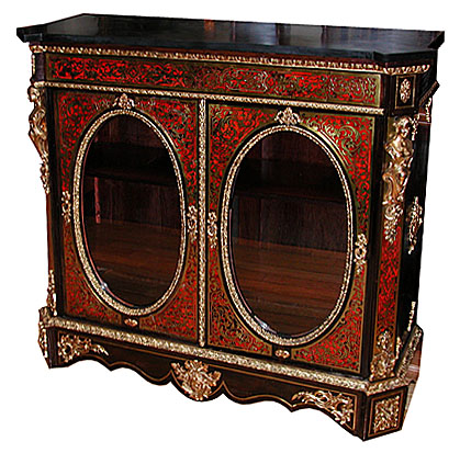 26.6176 Napoleon III Gilt Bronze Mounted Red Boulle Vitrine