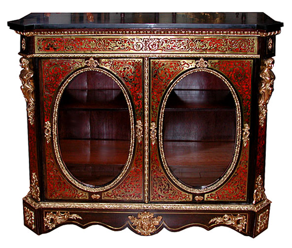 26.6176 Napoleon III Gilt Bronze Mounted Red Boulle Vitrine
