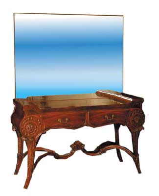 54.1955 Neo-Classical Mirrored Mahogany Vanity with Two Drawers