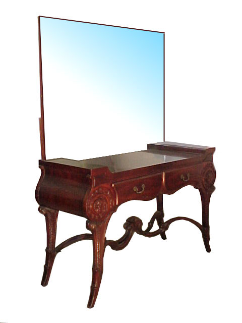 54.1955 Neo-Classical Mirrored Mahogany Vanity with Two Drawers