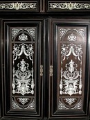 28.6187 Fantastic Ebonized Cabinet w/ Inlaid Ivory Details Attr: Herter Bros.
