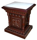 82.6212 19th C. Walnut American Victorian Pedestal with Inset Marble Top