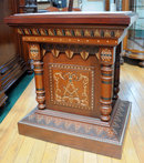 82.6212 19th C. Walnut American Victorian Pedestal with Inset Marble Top
