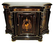 28.6213 19th C. American Victorian Inlaid & Ebonized Cabinet