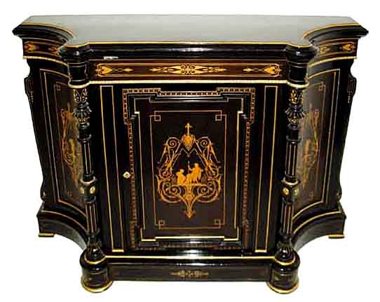 28.6213 19th C. American Victorian Inlaid & Ebonized Cabinet