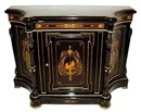 28.6213 19th C. American Victorian Inlaid & Ebonized Cabinet