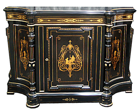 28.6213 19th C. American Victorian Inlaid & Ebonized Cabinet