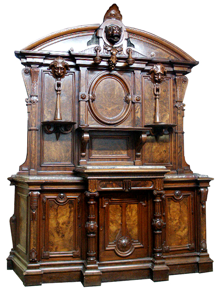 24.6221 19th C. Renaissance Revival Burled Walnut Sideboard