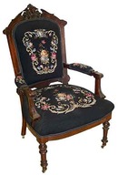 31.6223 19th C. American Renaissance Walnut Armchair with Lady Head Crest