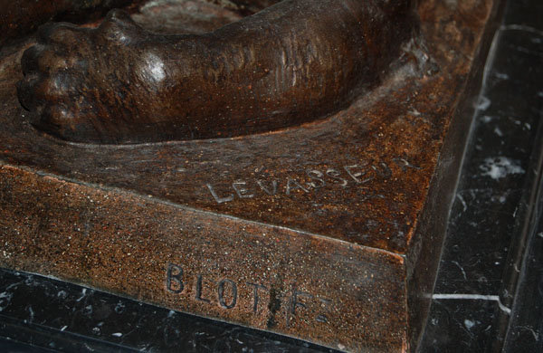 70.622419th C. Bronze of Lady Reclining on Lion Signed: Levasseur