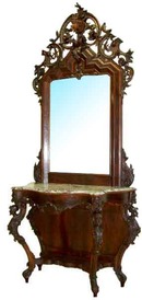54.6225 Victorian Mahogany Marble Top Pier Table w/Matching Mirror