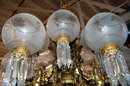 57.6232 Large 19th C. Cast Bronze Chandelier w/North Wind Heads & Standing Women
