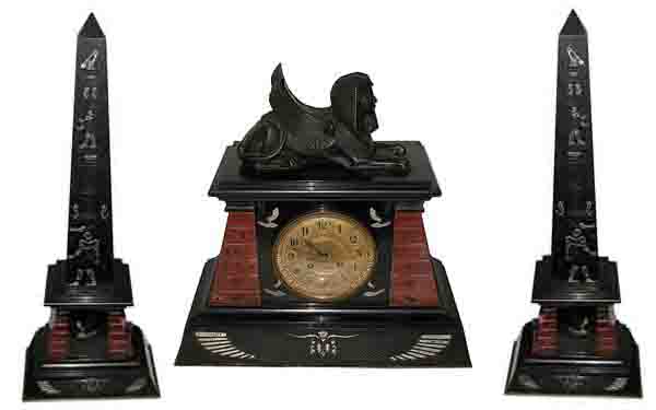 62.6258 3 Pc Egyptian Revival Clock Set