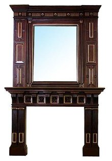 72.6259 Mahogany Fireplace Mantel & Over Mirror