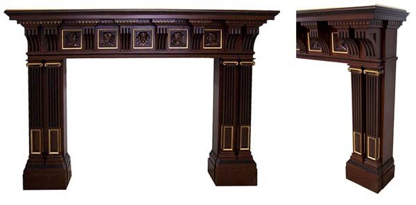 72.6259 Mahogany Fireplace Mantel & Over Mirror