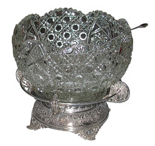 83.6289 19th C. American Eastlake Leaded Glass Punch Bowl