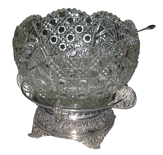 83.6289 19th C. American Eastlake Leaded Glass Punch Bowl