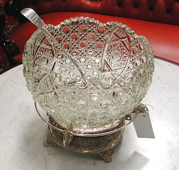 83.6289 19th C. American Eastlake Leaded Glass Punch Bowl