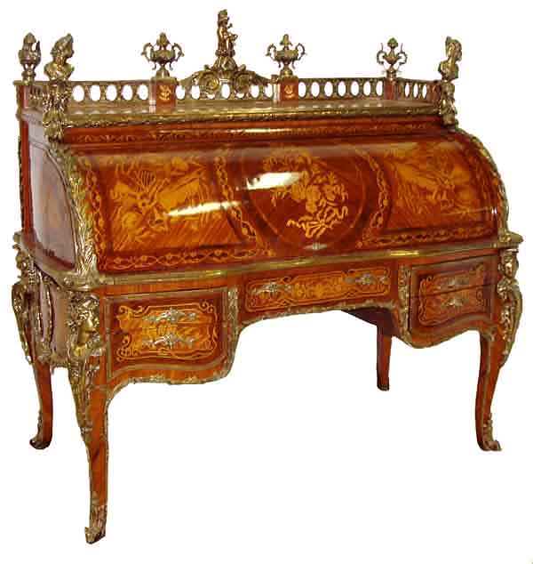 06.6290 Dutch Marquetry Inlaid Cylinder Desk