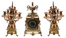63.6296 19th C. Cast Bronze 3-Pc. Clock Set w/Lions