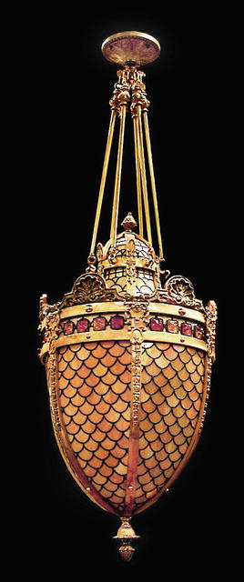 58.4846 Jeweled & Stained Glass Hanging Lantern