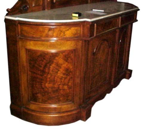 26.2821 Nice Victorian Walnut & Burl Sideboard with White Marble Top