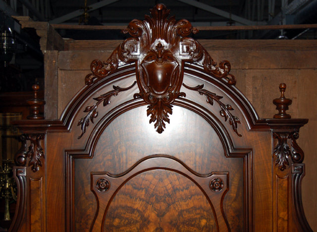 26.2821 Nice Victorian Walnut & Burl Sideboard with White Marble Top
