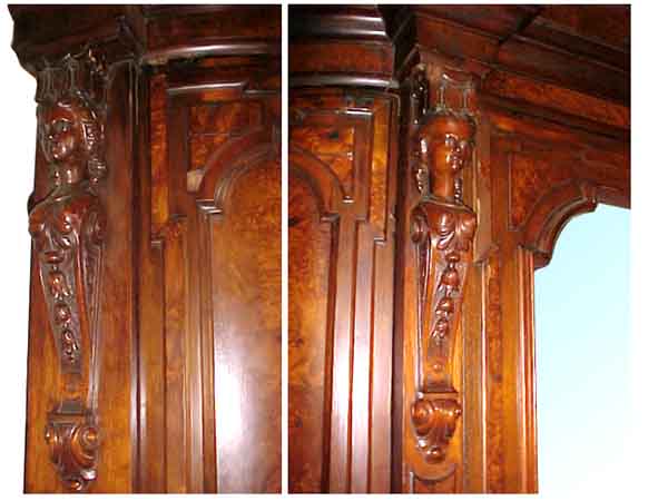 53.5074 19th C. American Walnut & Burl Armoire w/Large Beveled Mirror