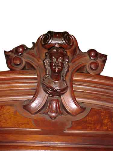53.5074 19th C. American Walnut & Burl Armoire w/Large Beveled Mirror