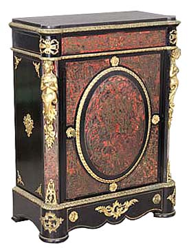 26.6330 Red Boulle Empire Style Cabinet w/Bronze Ladies & Trim