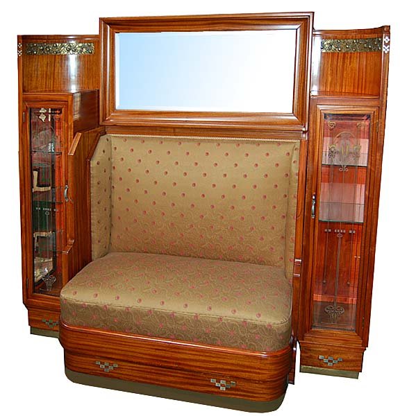 38.6266 Art Nouveau Couch and Curio Cabinet