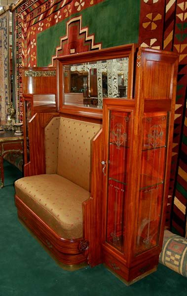 38.6266 Art Nouveau Couch and Curio Cabinet