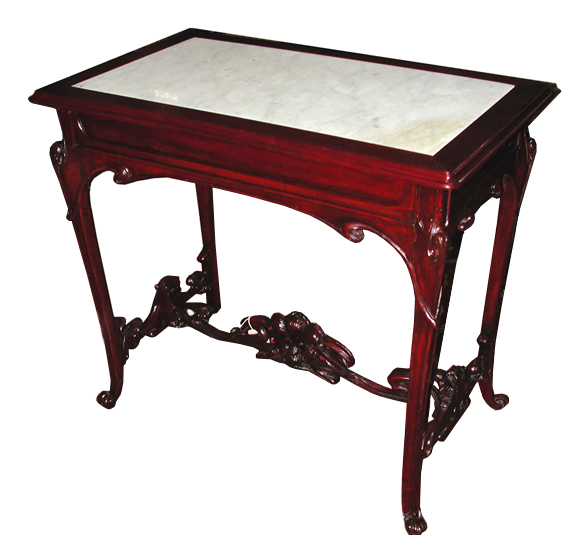 13.6268 Art Nouveau Table with Inset Marble Top