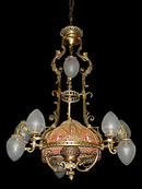 56.6036 19th C. French Victorian Chandelier w/Fabric Shade.