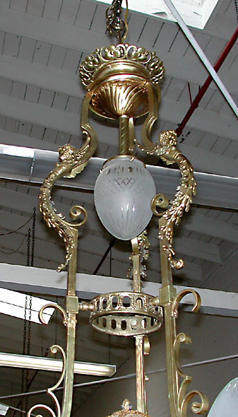 56.6036 19th C. French Victorian Chandelier w/Fabric Shade.