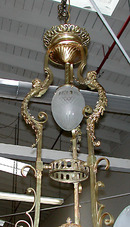 56.6036 19th C. French Victorian Chandelier w/Fabric Shade.
