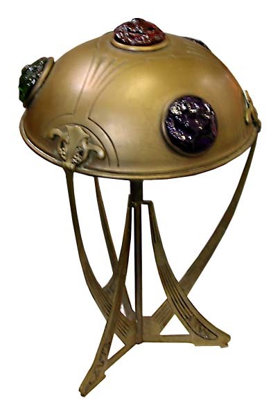57.6344 Unusual Art Nouveau Table Lamp with Multi Colored Chunk Jewels