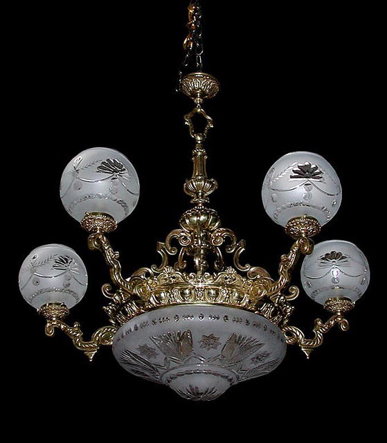 56.6362 19th C. Bronze Chandelier
