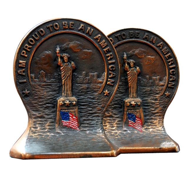 3357 Pair of Antique Bronze Statue of Liberty Bookends