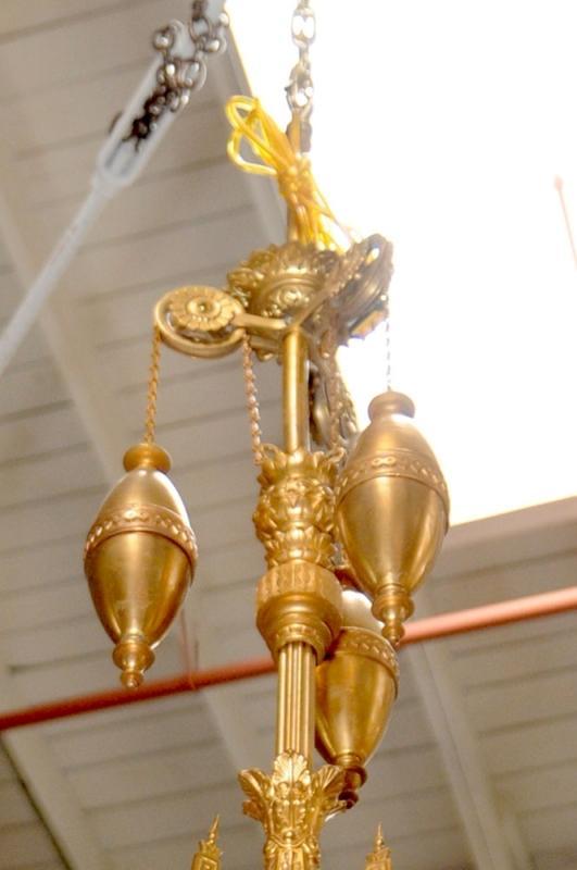 7007 Gilt Bronze Chandelier with Weights & Cherubs