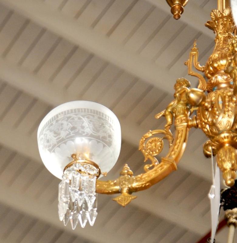 7007 Gilt Bronze Chandelier with Weights & Cherubs