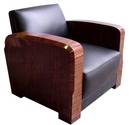 6404 Pair of Art Deco Chairs in Black Leather