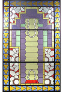 74.6406 Unusual Asymmetrical Art Deco Leaded & Stained Glass Window