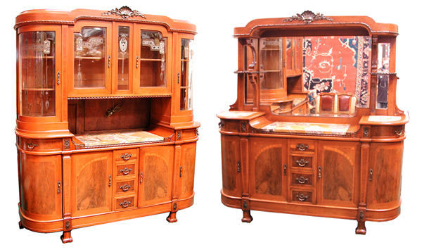 44.5109 11 Pc. Mahogany & Walnut Empire Dining Suite c. 1920