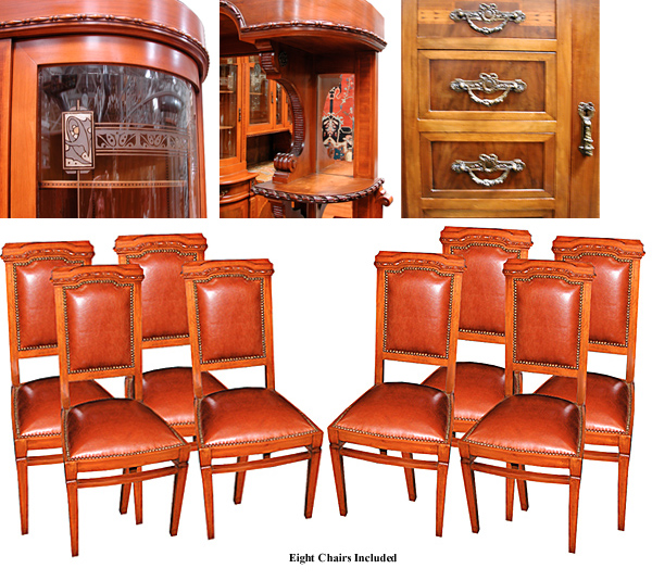 44.5109 11 Pc. Mahogany & Walnut Empire Dining Suite c. 1920